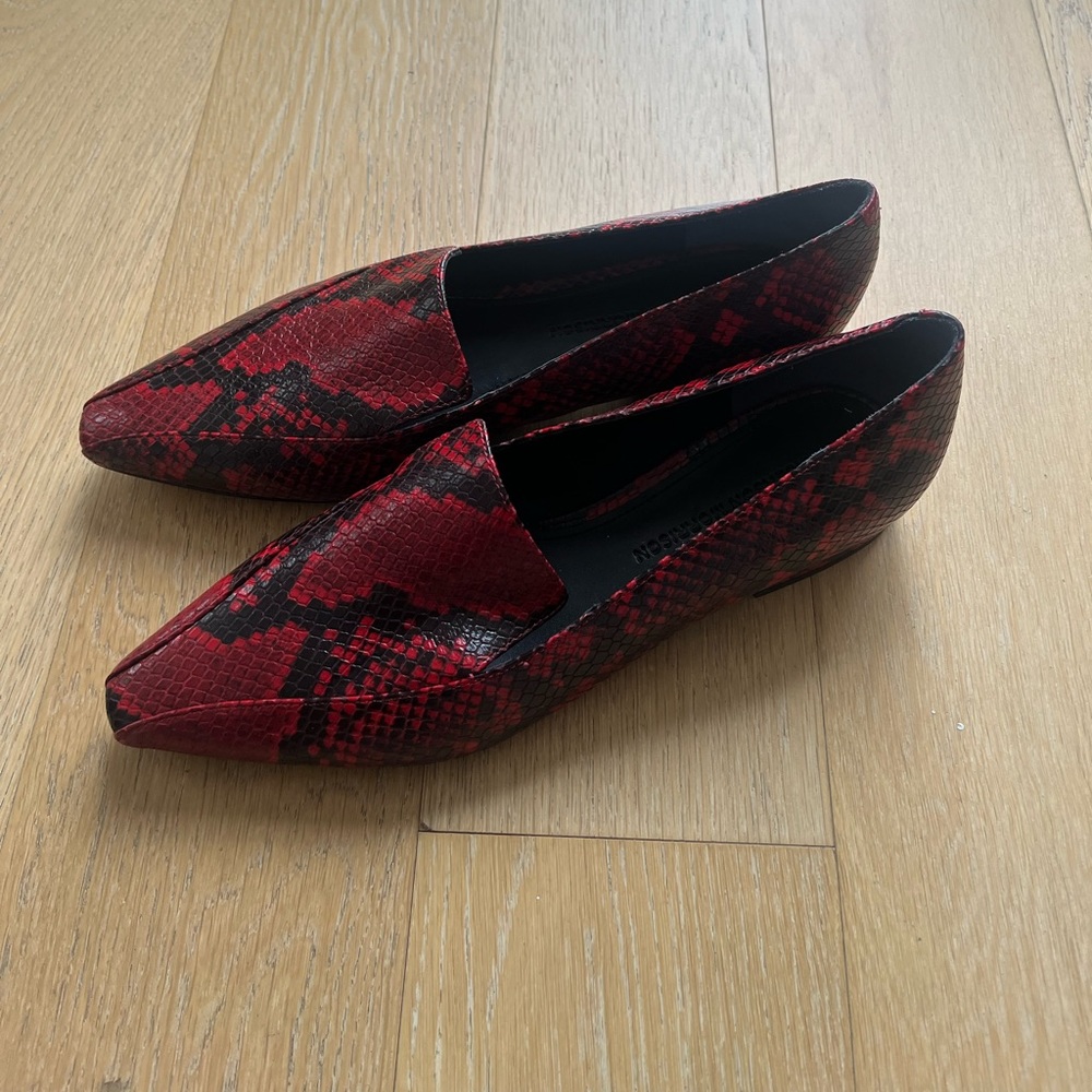 REAL Red & Black Snake Skin Leather Loafers